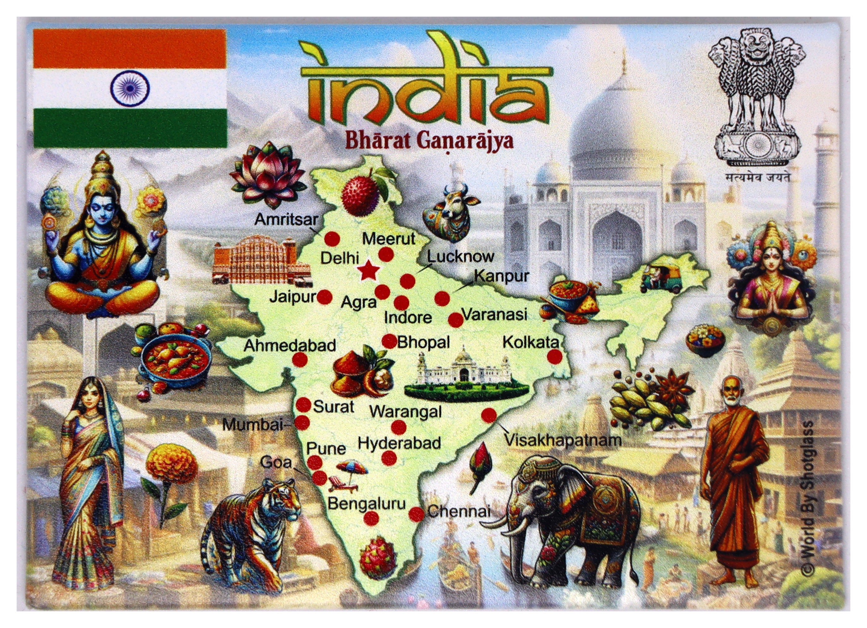 India Elefante frigorifero magnete 3D viaggio souvenir frigorifero decorazione adesivo magnetico dipinto a mano artigianato collezione
