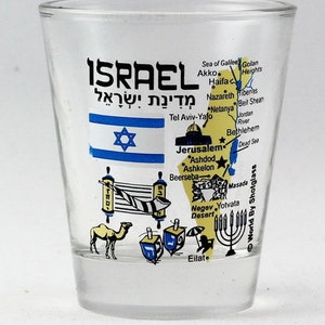Israel Landmarks And Icons Collage Shot Glass