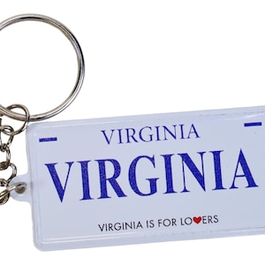 Virginia License Plate Aluminum Ultra-Slim Rectangular Souvenir Keychain 2.5&quot; X 1.25&quot;x 0.06&quot;