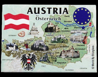 Österrike EU-serien Souvenirmagnet för kylskåp 2,5 tum x 3,5 tum