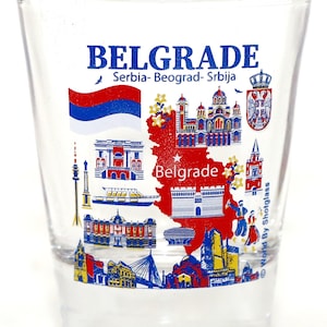 Belgrade Serbia Landmarks And Icons Collage Shot Glass