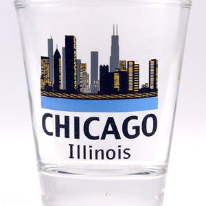 Chicago Illinois Silhouette Skyline Shot Glass