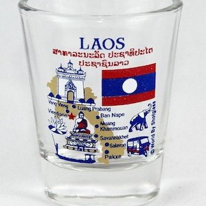 Laos Landmarks And Icons Collage Shot Glass