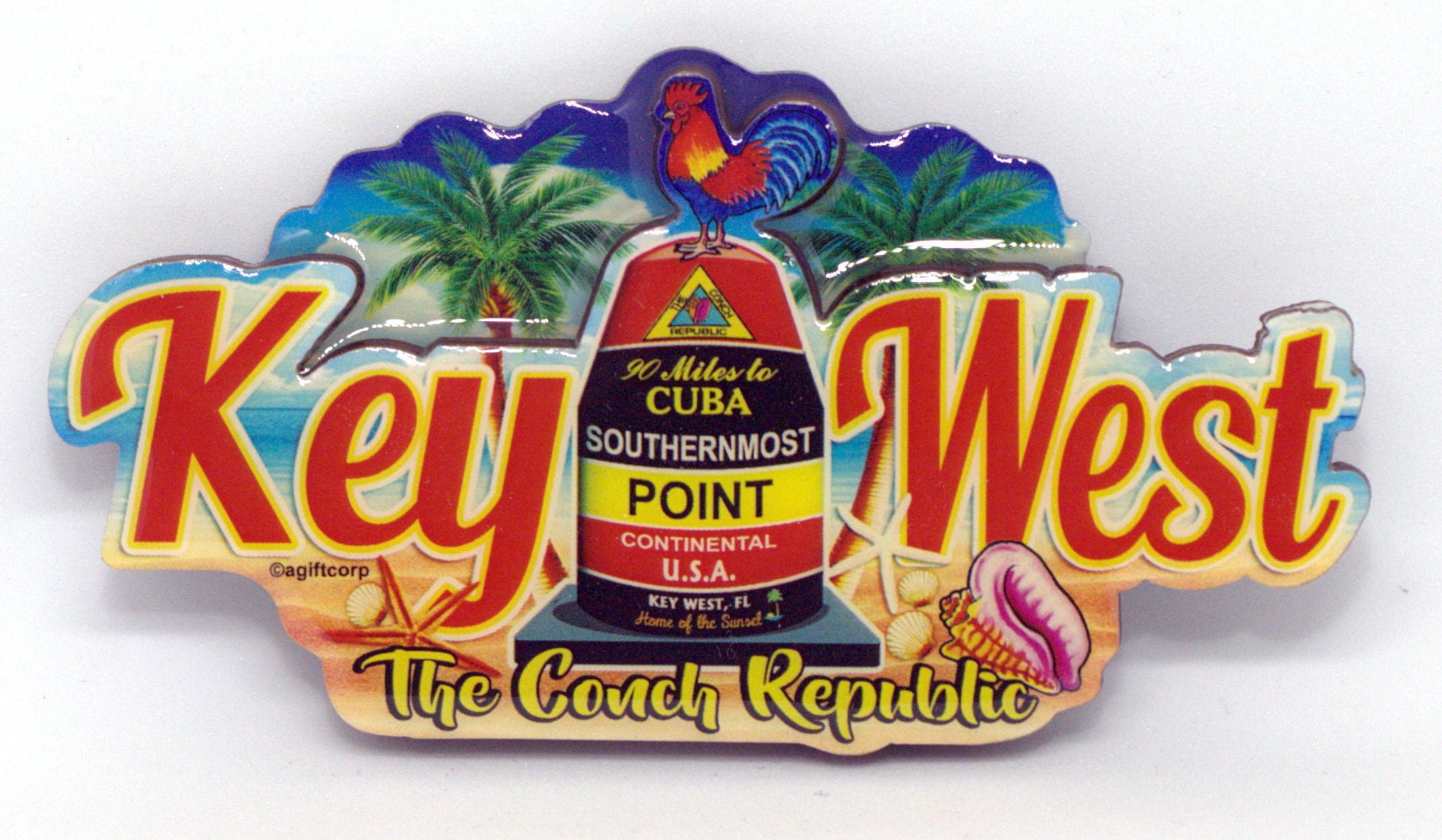 Magnete in MDF lungo a doppio strato per boa di Key West Florida, 5,1 x 10,2 cm