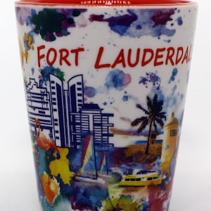 Fort Lauderdale Ceramic Light Water Color Shot Glass