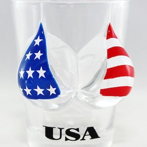 USA Flag Bikini Bust 3d Shot Glass