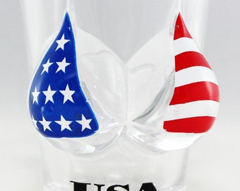 USA Flag Bikini Bust 3d Shot Glass