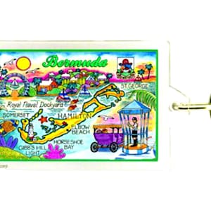 Bermudakaart rechthoekige acryl souvenir sleutelhanger 2,5 x 1,5 inch