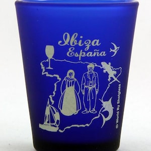 Ibiza Spain Cobalt Blue Frosted Shot Glass