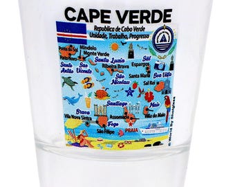 Collage de mapa y atracciones de Cabo Verde (Cabo Verde)