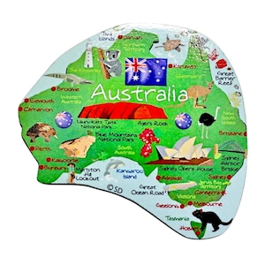 Australia Decowood Jumbo Wood Fridge Magnet 3.0&quot; x 3.0&quot;