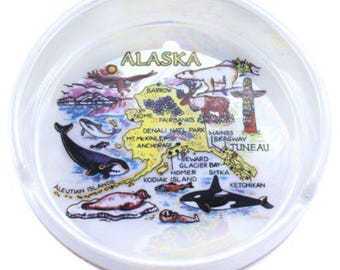 Alaska State Porcelain Ashtray 5"