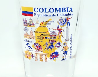 Colombia Landmarks And Icons Collage Shot Glass