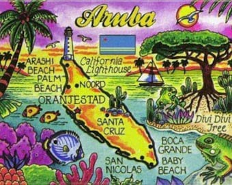 Aruba Map Caribbean Fridge Collector's Souvenir Magnet Classic Design 2.5" X 3.5