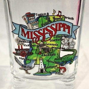 Mississippi State Map Classic Design Square Shot Glass