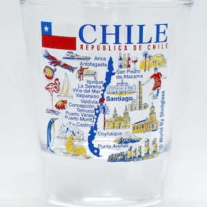 Chile Landmarks And Icons Collage Shot Glass