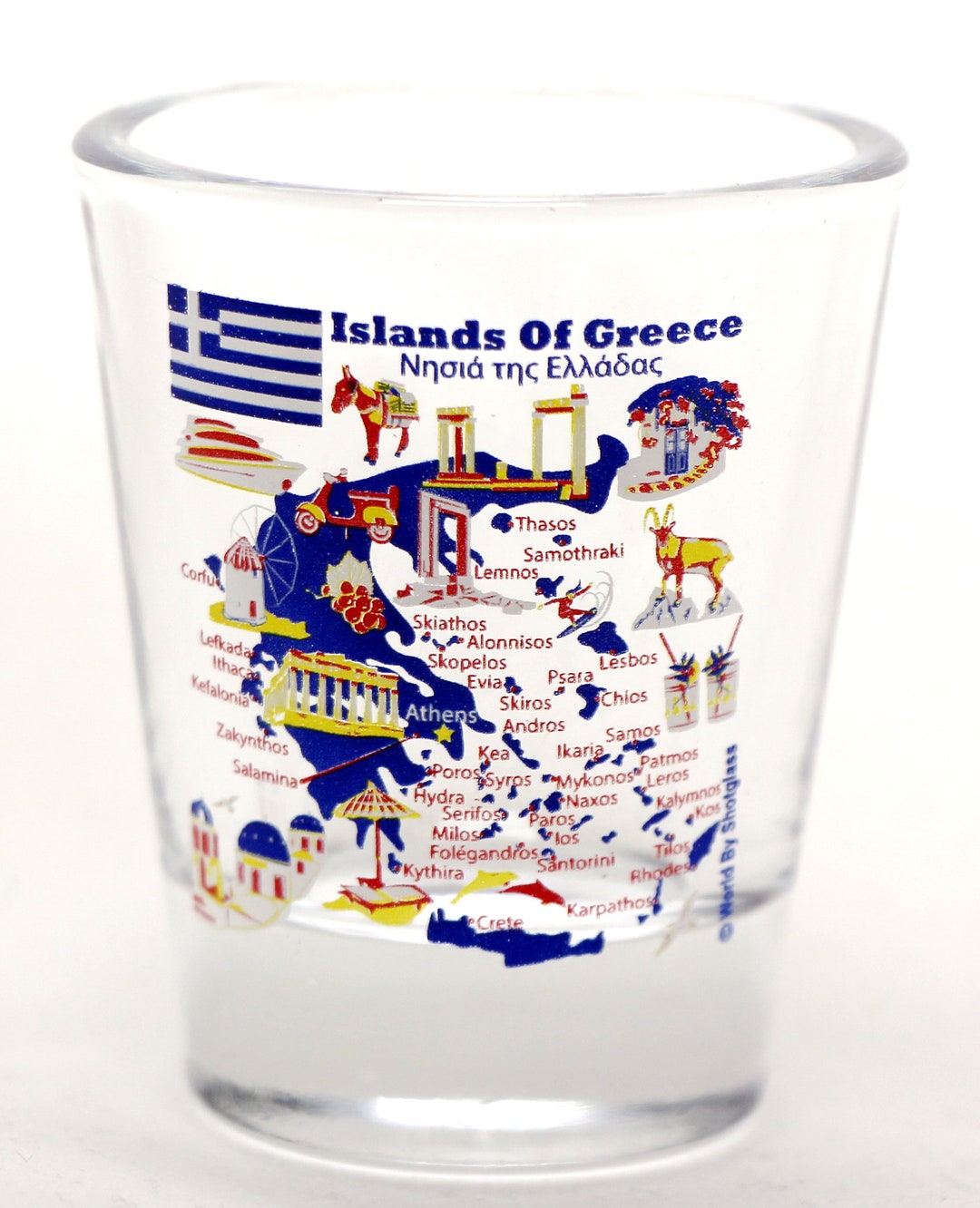 Greece Landmarks And Icons Collage Shot Glass By World By