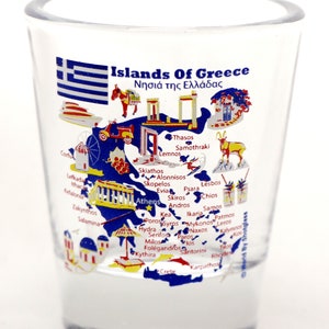 Greece Islands Of Greece Landmarks And Icons Collage Shot Glass