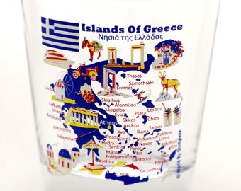 Greece Islands Of Greece Landmarks And Icons Collage Shot Glass