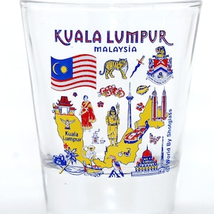 Kuala Lumpur Malaysia Landmarks And Icons Collage Shot Glass