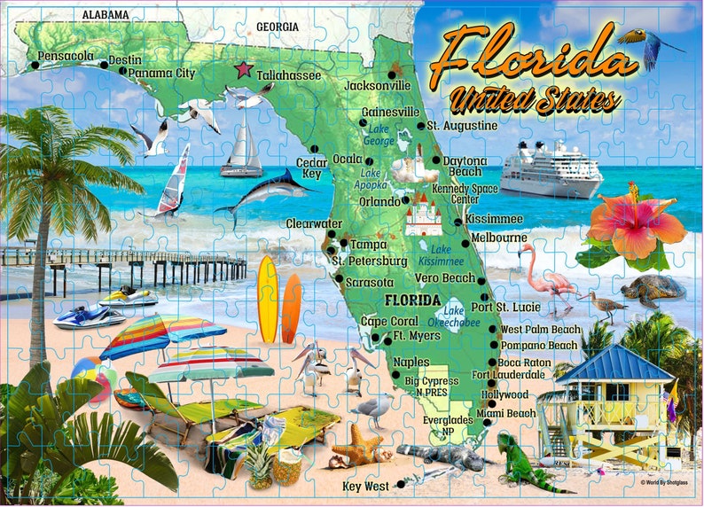 Florida Map Giant Game Puzzle 500 Pcs image 1