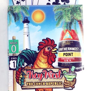 Key West Florida Rooster Colecionável Souvenir Baralho de cartas com cabeçalho