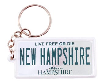 New Hampshire License Plate Aluminum Ultra-Slim Rectangular Souvenir Keychain 2.5" X 1.25"x 0.06"