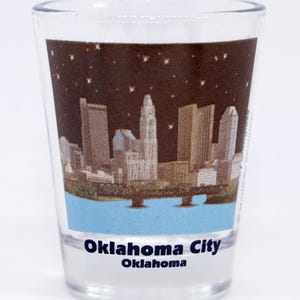 Oklahoma City Oklahoma Night Skyline Color Photo Shot Glass