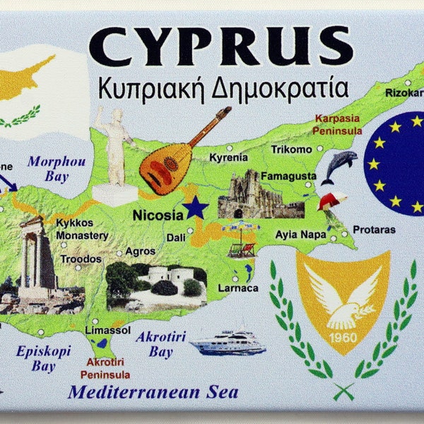 Cyprus EU Series Souvenir Fridge Magnet 2.5 inches X 3.5 inches