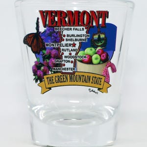 Vermont State Elements Map Schnapsglas