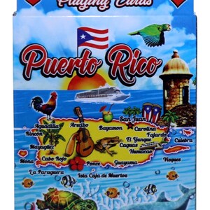 Puerto Rico Map Collectible Souvenir Playing Cards with Header