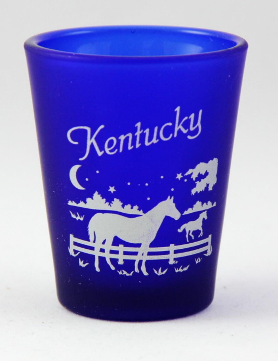 Kentucky Cobalt Blue Frosted Shot Glass