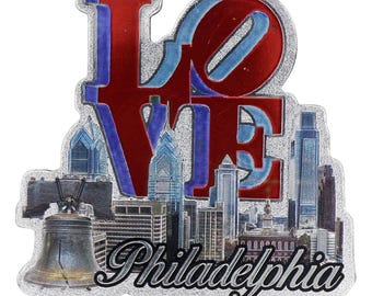 Philadelphia Pennsylvania Skyline and Famous City Landmark Foil Magnet 3.5" x 3.25" x 0.125"