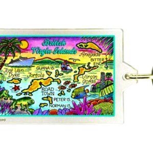 Ilhas Virgens Britânicas (Tortola) Mapa Acrílico Retangular Chaveiro Lembrança 2,5 polegadas X 1,5 polegadas