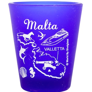 Malta Valletta Kobaltblau gefrostetes Schnapsglas