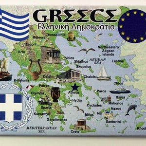 Greece EU Series Souvenir Fridge Magnet 2.5 inches X 3.5 inches
