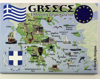 Greece EU Series Souvenir Fridge Magnet 2.5 inches X 3.5 inches