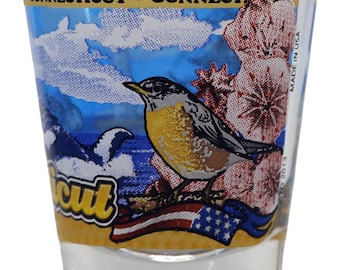 CONNECTICUT STATE WRAPAROUND SHOT GLASS SHOTGLASS