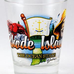 Vaso de chupito con elementos del estado oceánico de Rhode Island