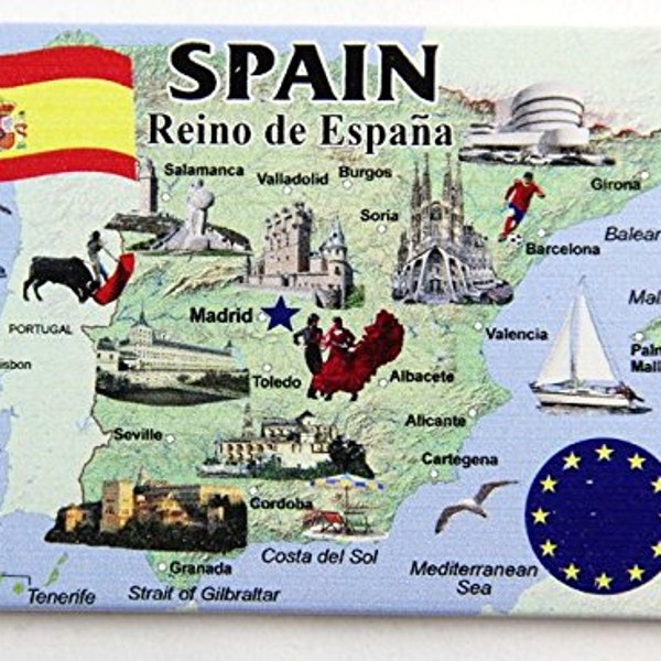 Imán de nevera de recuerdo de la serie UE de España de 2,5 pulgadas x 3,5 pulgadas