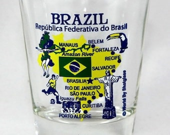 Brazil Landmarks And Icons Collage Shot Glass