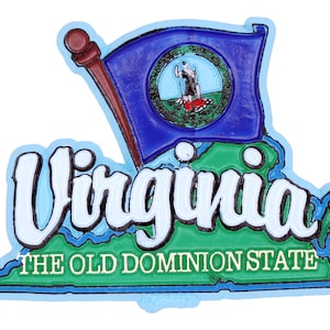 Virginia State Map-Flag Fridge Collectible Souvenir Magnet