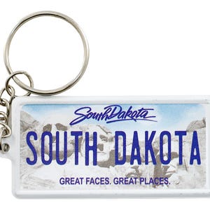 South Dakota License Plate Aluminum Ultra-Slim Rectangular Souvenir Keychain 2.5&quot; X 1.25&quot;x 0.06&quot;