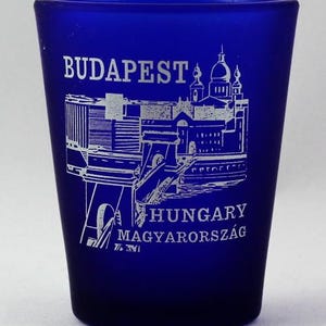 Budapest Hungary Cobalt Blue Frosted Shot Glass