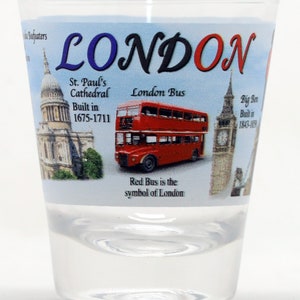 London England Blue Landmarks Collage Shot Glass