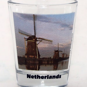 Netherlands Windmills Color Photo Shot Glass