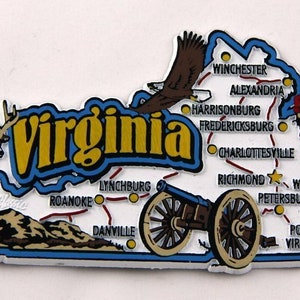 Virginia State Map And Landmarks Collage Magnet