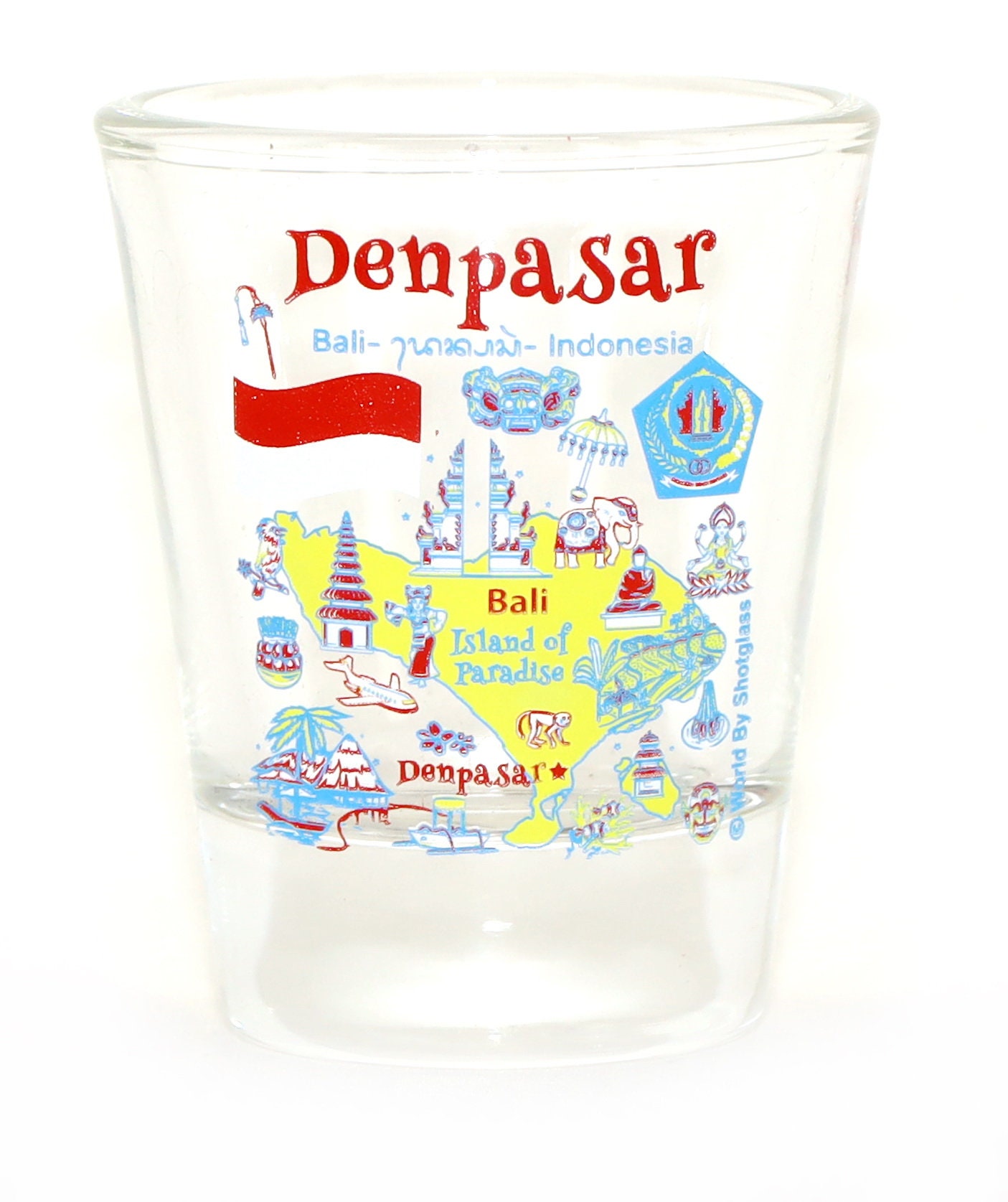 Denpasar (bali) Indonesië Oriëntatiepunten en pictogrammen Collage Shot Glass
