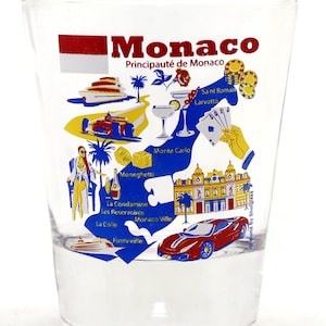 Monaco Landmarks and Icons Collage Shot Glass