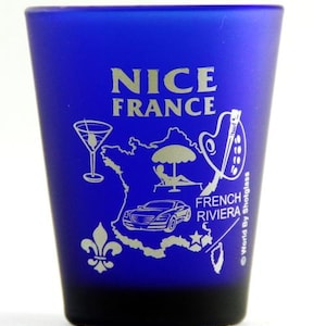 Nice France Cobalt Blue Frosted Shot Glass